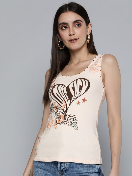 Cream sleeveless tank top