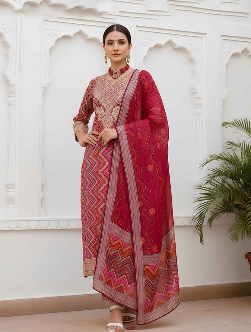 Elegant Maroon Embroidered Salwar Kameez with Dupatta