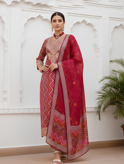 Elegant Maroon Embroidered Salwar Kameez with Dupatta