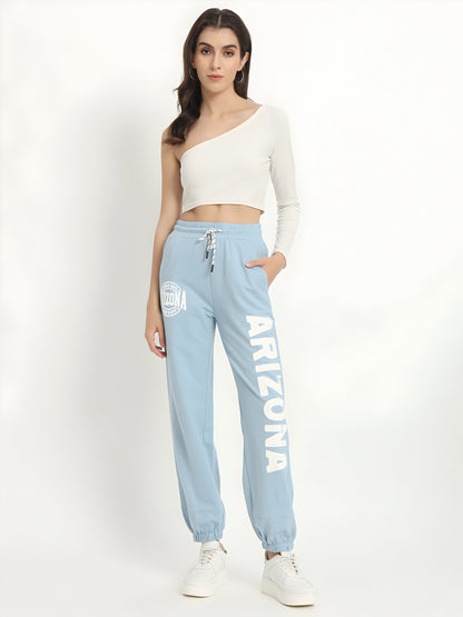 Women's Sky Blue Arizona Printed Jogger Pants | Premium Cotton Blend | Regular Fit