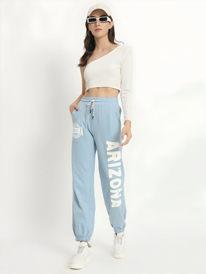 Women's Sky Blue Arizona Printed Jogger Pants | Premium Cotton Blend | Regular Fit