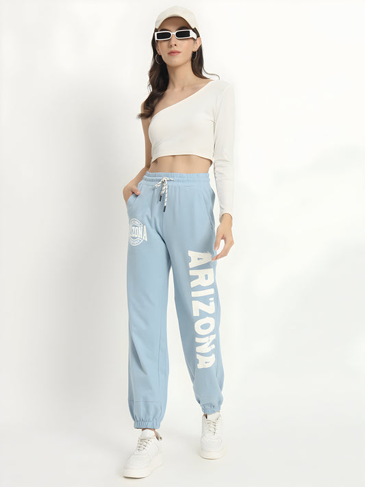 Women's Sky Blue Arizona Printed Jogger Pants | Premium Cotton Blend | Regular Fit