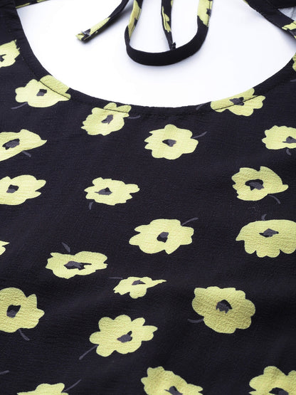 Black puff-sleeve blouse