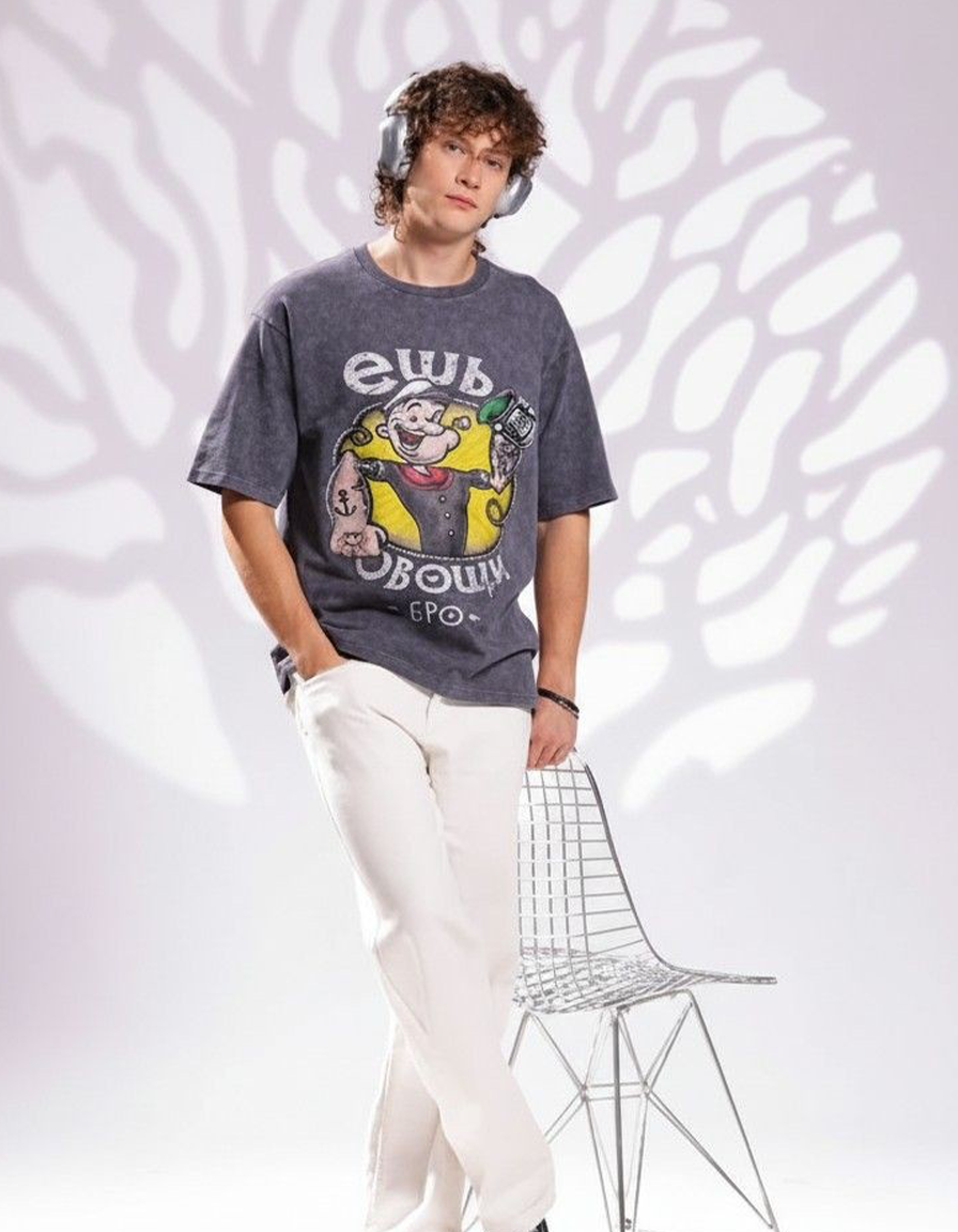 Vintage Popeye Graphic T-Shirt with Retro Washed Finish