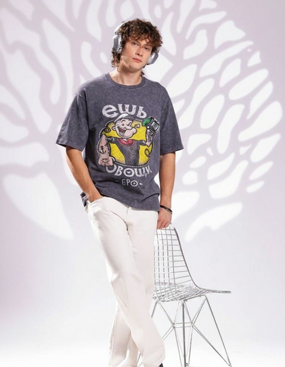 Vintage Popeye Graphic T-Shirt with Retro Washed Finish