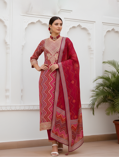 Elegant Maroon Embroidered Salwar Kameez with Dupatta