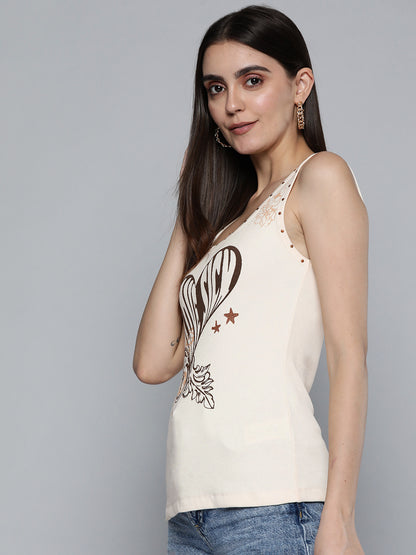 Cream sleeveless tank top