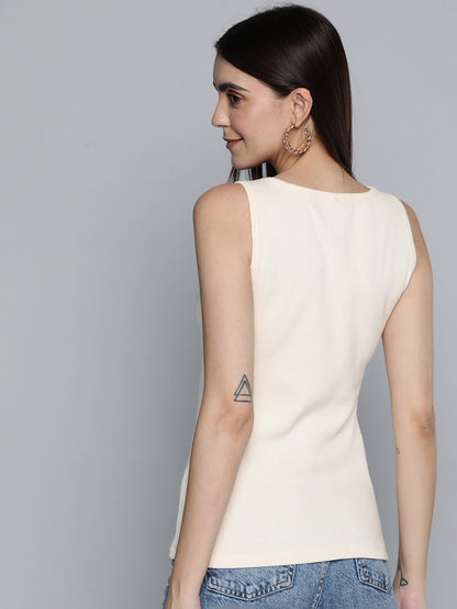 Cream sleeveless tank top