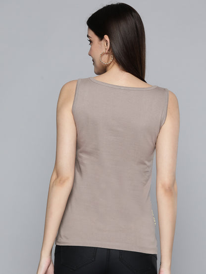 Women's Heart Print Graphic Tank Top – Sleeveless Cotton Casual Summer Vest | Grey