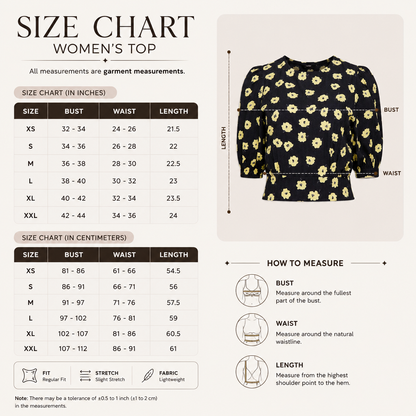 Women's White Floral Print Puff Sleeve Crop Top – Casual Round Neck Cinched Waist Top