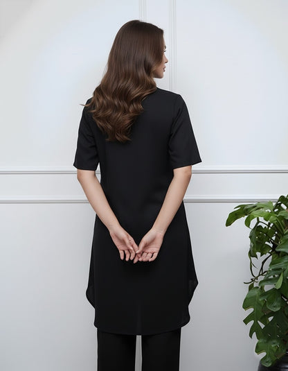 Midnight Bloom Asymmetrical Black Coord Set