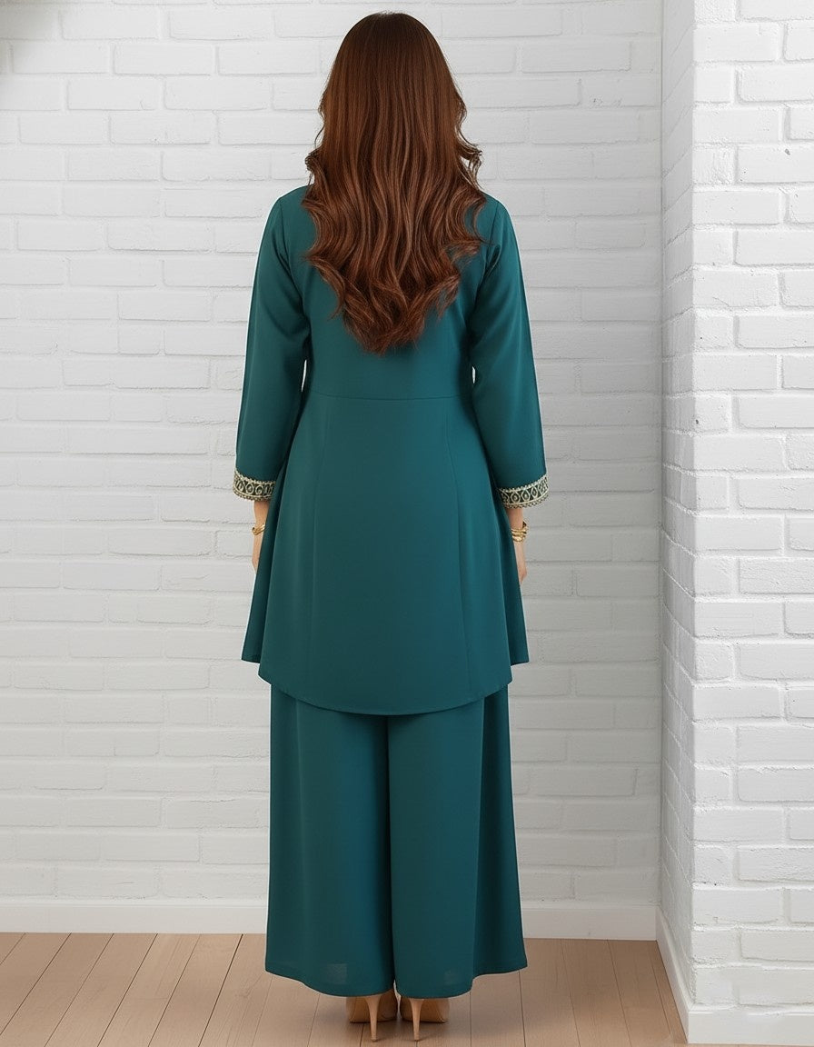 Emerald Heritage Embroidered Peplum Coord Set