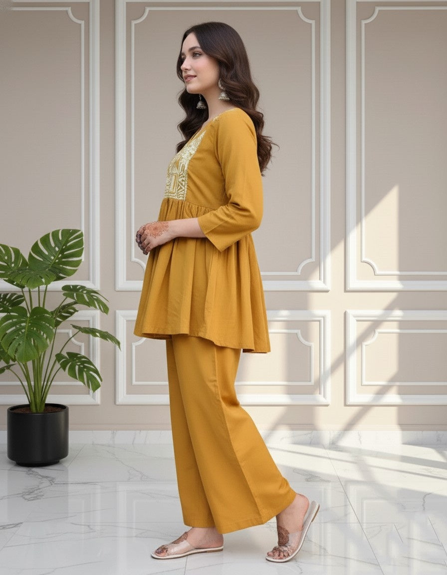 Mustard Heritage Embroidered Coord Set