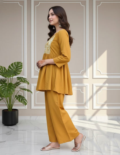 Mustard Heritage Embroidered Coord Set