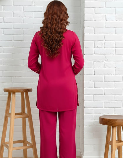 Pink Embroidered Kurta Pant Set