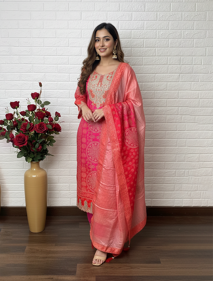 Exquisite Pink Traditional Attire