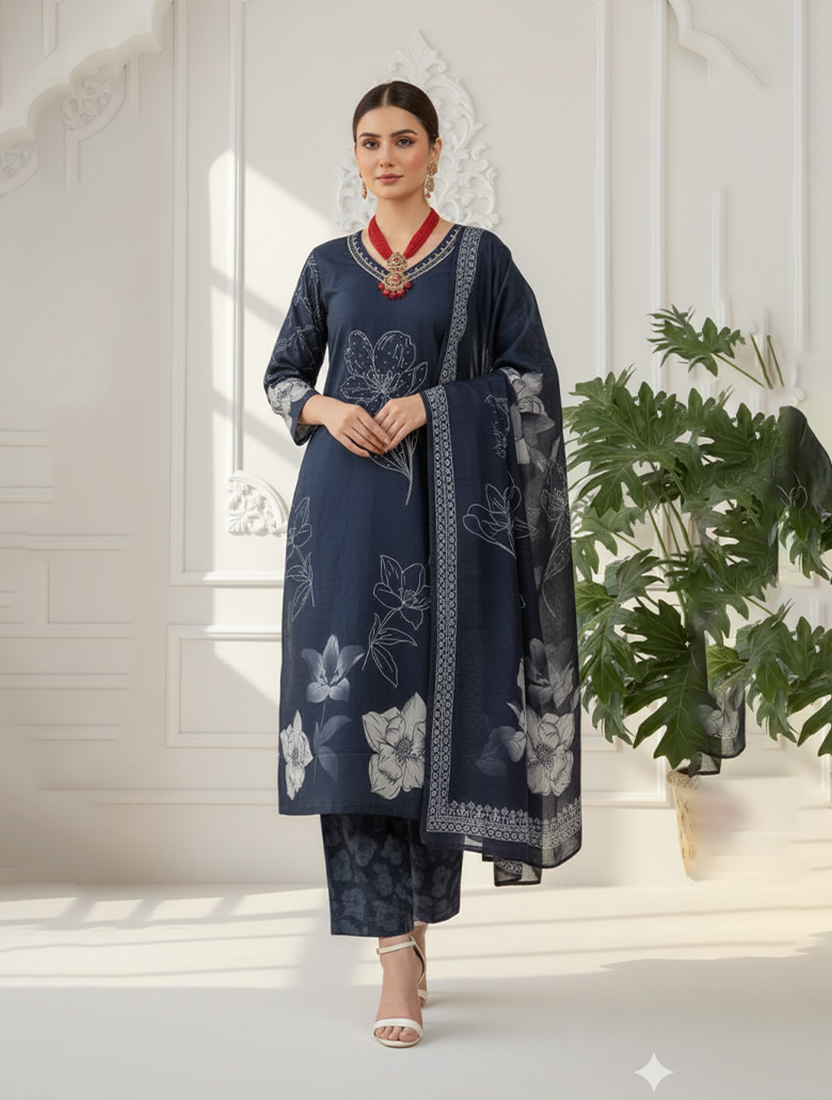 Sophisticated Navy Floral Ensemble