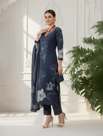 Sophisticated Navy Floral Ensemble