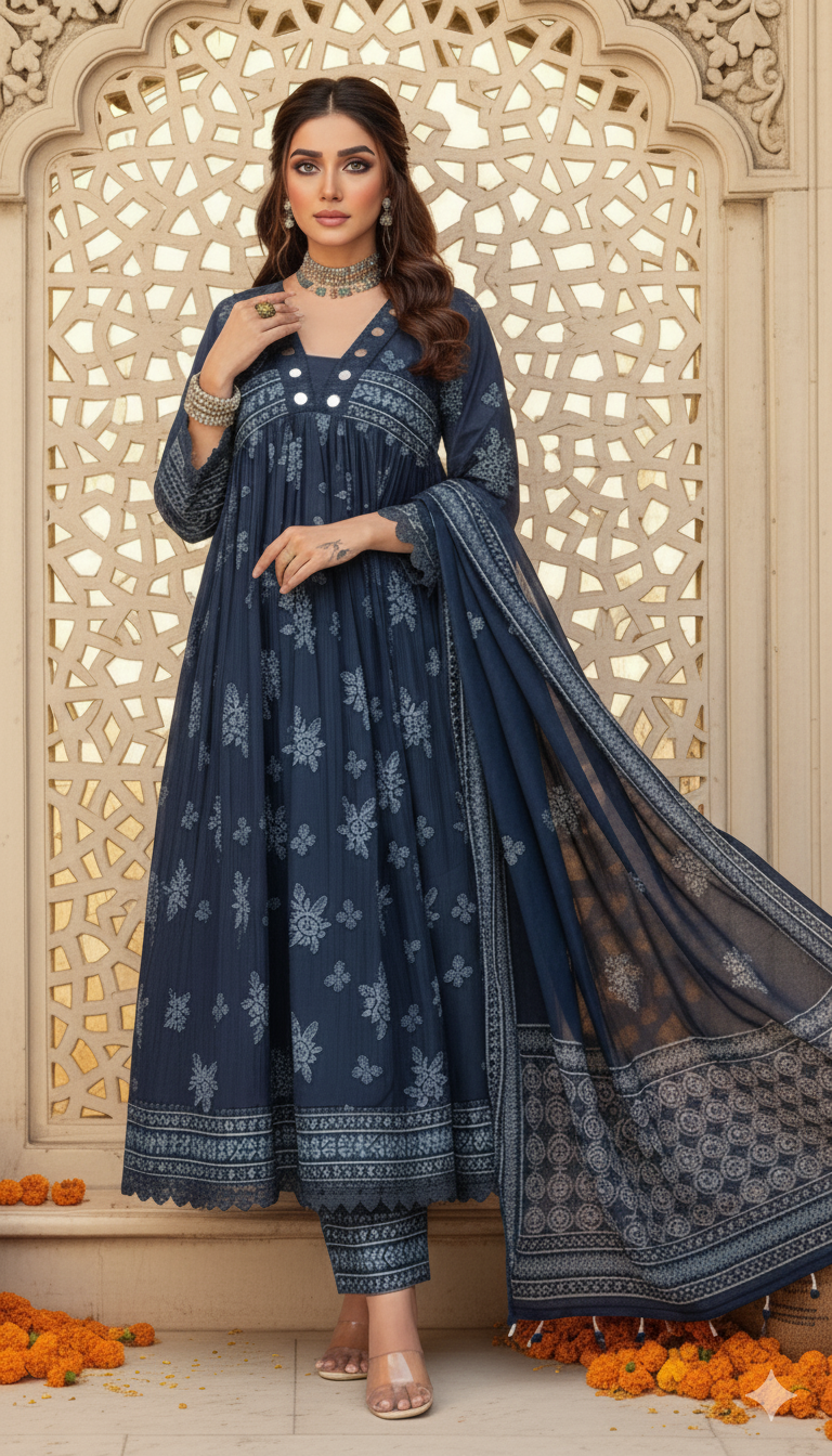 Neelambari: The Royal indian Festive Anarkali Set