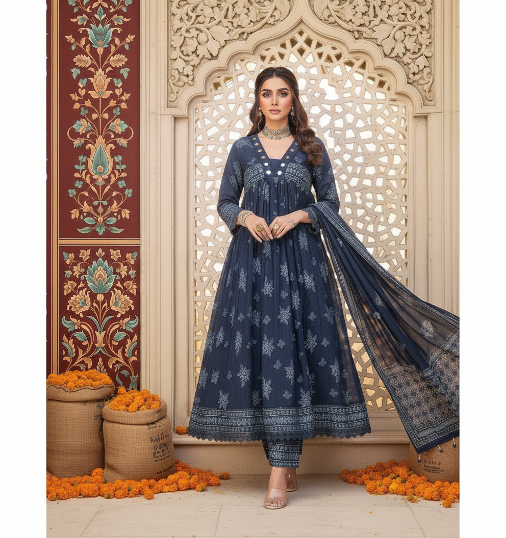 Neelambari: The Royal indian Festive Anarkali Set