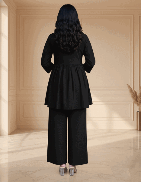 Noir Heritage Embroidered Peplum Coord Set