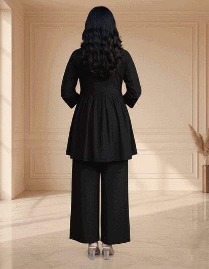 Noir Heritage Embroidered Peplum Coord Set