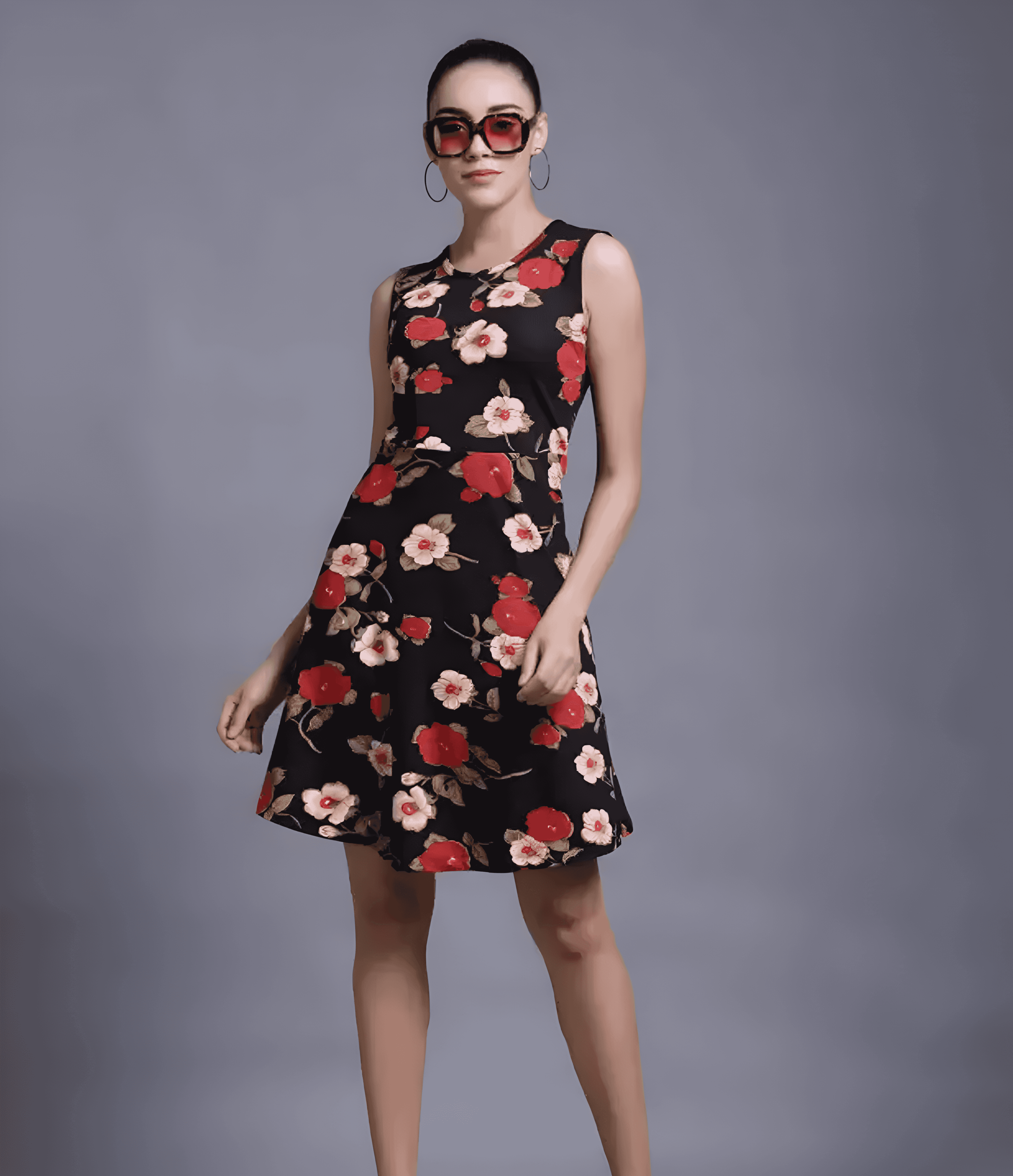 Floral Sleeveless A-Line Dress