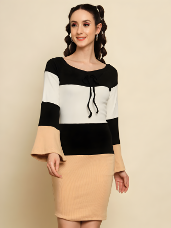 Bodycon Dress with Bell Sleeves