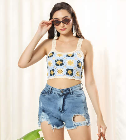 Crochet Floral Crop Top