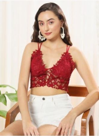 Red Lace Crop Top