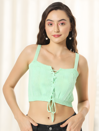 Knit Lace-Up Crop Top