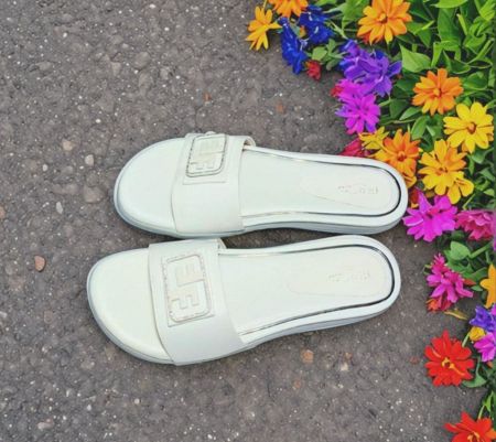 White Slip-On Sandals