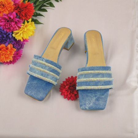 Block Heel Mules with Straps