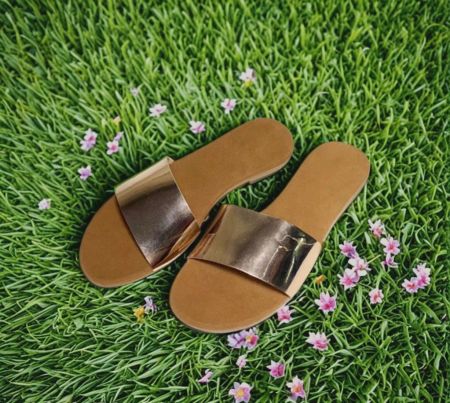 Metallic Gold Slip-On Sandals