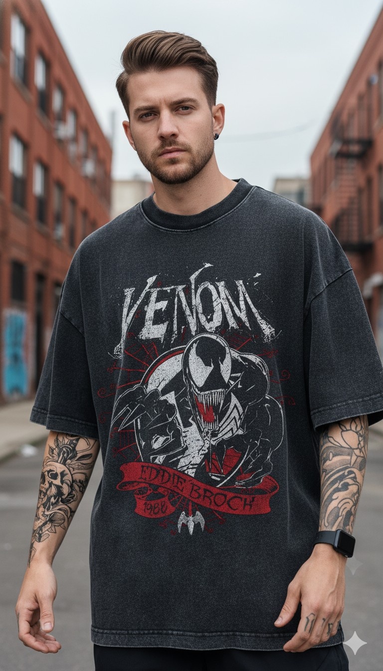 Venom Eddie Brock Acid Wash 240 GSM T-Shirt