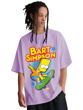 Bart Simpson Skate Style – Oversized Lavender T-Shirt