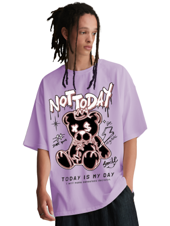 Not Today" Oversized Graffiti Bear T-Shirt