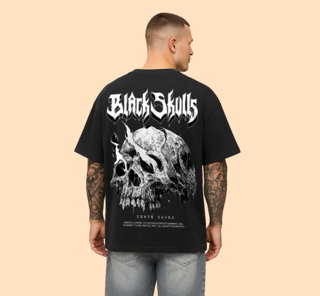 Black Skulls Oversized Gothic T-Shirt