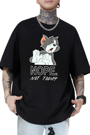 Oversized Black T-Shirt Tom "Nope. Not Today" Graphic