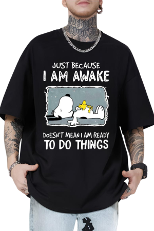 Snoopy Oversized Black T-Shirt