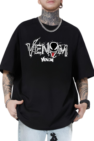 Venom Graphic Oversized Black T-Shirt