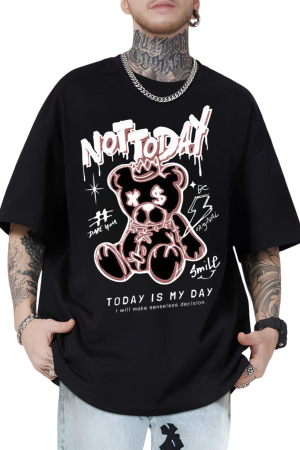 Not Today" Graffiti Teddy Oversized T-Shirt