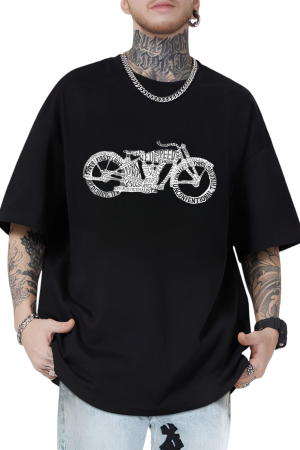 Typography Bike Graphic Oversized T-Shirt
