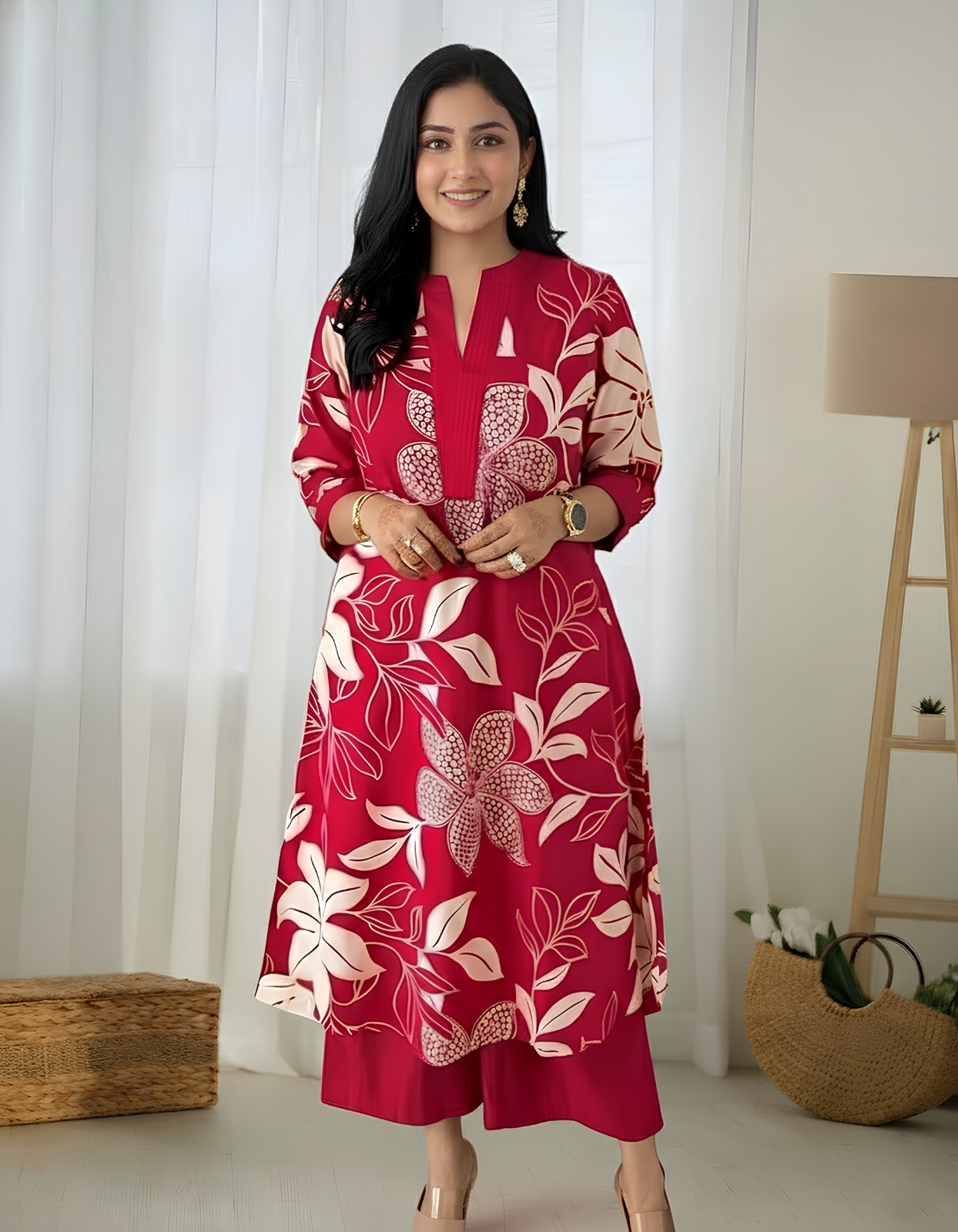 Ruby Bloom Red Floral Coord Set