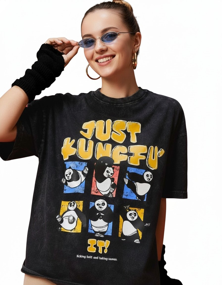 Women’s Oversized Graphic T-Shirt – “Just Kung Fu 